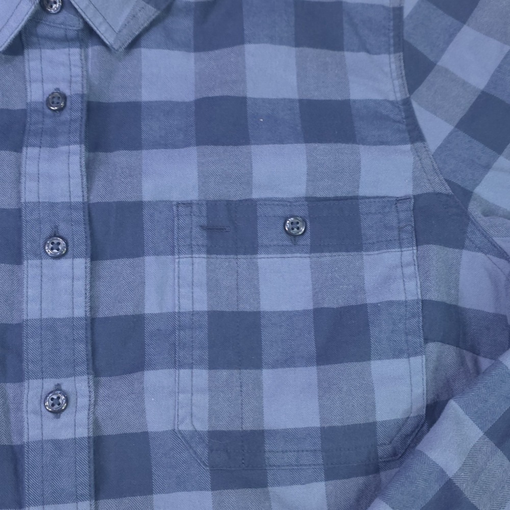 Orvis Shirt Womens Large Flannel Blue Plaid Button Up Stretch Long Sleeve - Picture 2 of 8